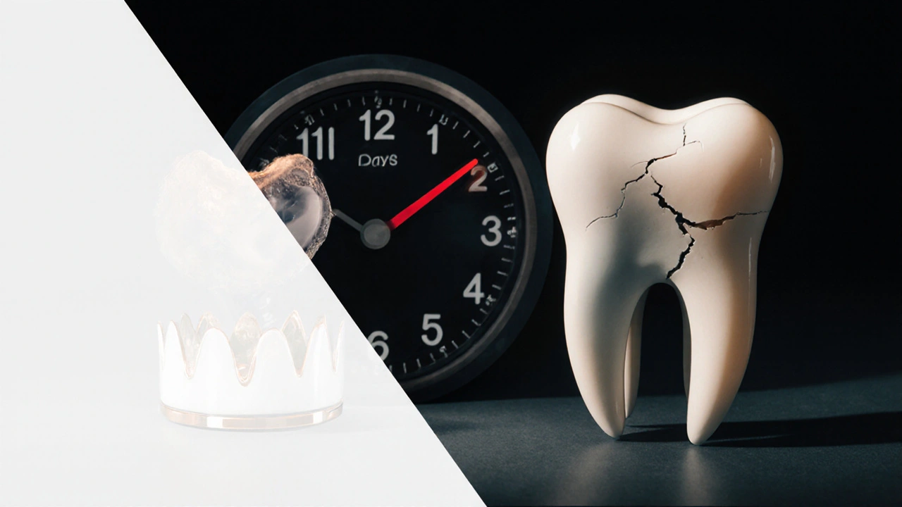 Healthy tooth transforming into a damaged one with spreading infection.