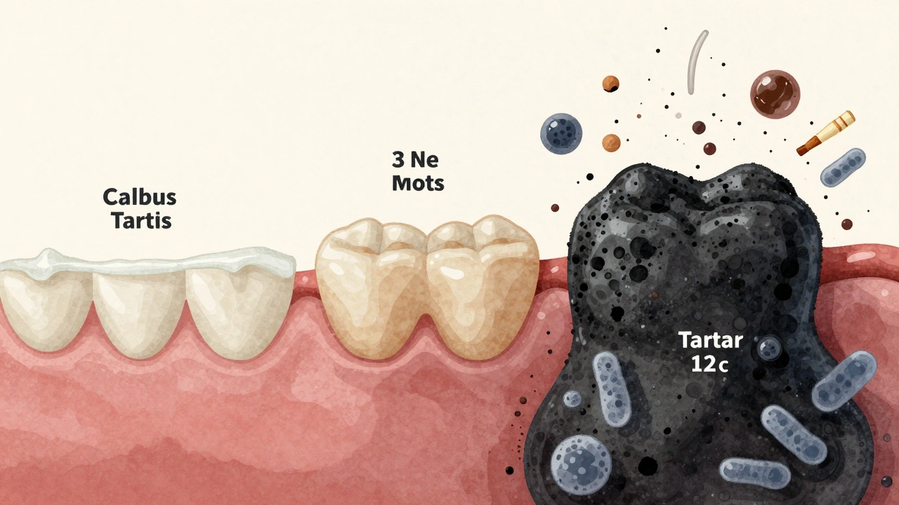 Vývoj zubního kamene od plaku k černému nánosu během 12 měsíců