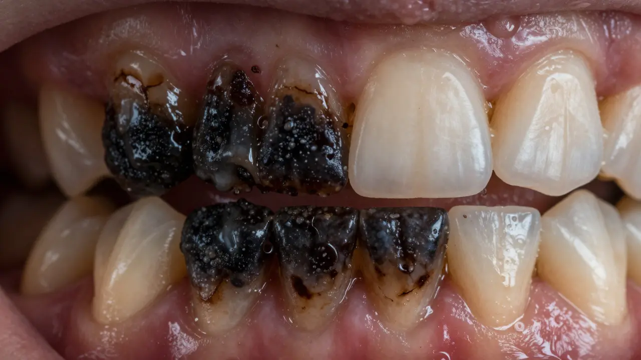 Černý zubní kámen: dopady na úsměv a bezpečné řešení