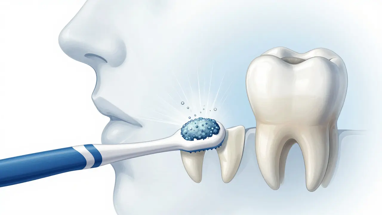 Profily úst ukazují, jak Curaprox kartáček čistí i obtížně dostupné oblasti za zuby.