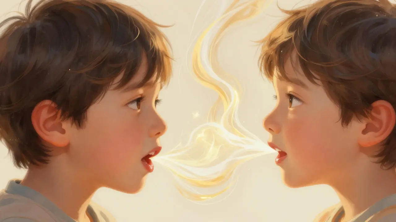 Profil dítěte znázornující přechod z dýchání ústy na zdravé dýchání nosem.